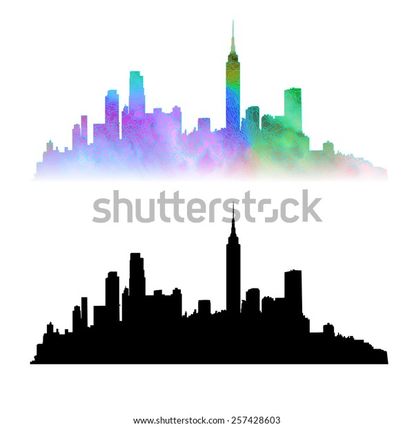 New York City Skyline Vector Silhouettes Stock Vector (Royalty Free