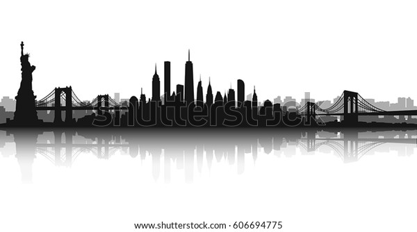 New York City Skyline Vector Stock Vector (Royalty Free) 606694775 ...