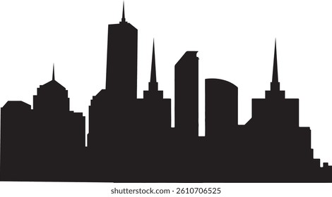 New York City skyscrapers. Skyline silhouette isolated on white background