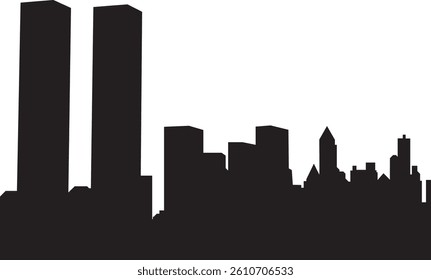 New York City skyscrapers. Skyline silhouette isolated on white background