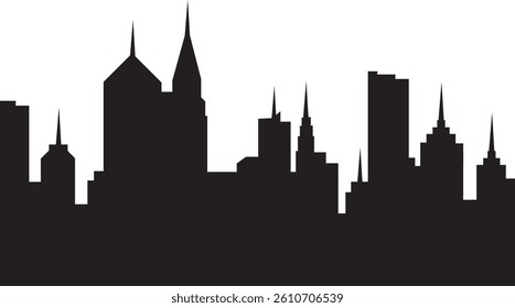 New York City skyscrapers. Skyline silhouette isolated on white background