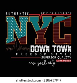 new york city slogan tee lettering typography graphic design for print t shirt illustration vector