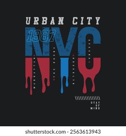 New york city slogan urban denim graphic element design typography t shirt vector for ready print