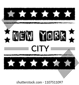 New york city slogan,New york city print in vector, t-shirt graphics, designed for tee print design. Vector illustration.