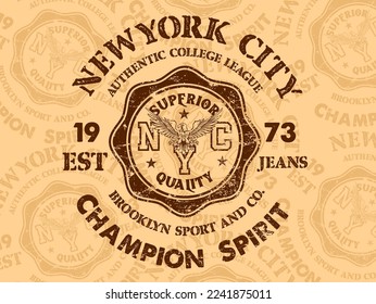 New York city sport print, t-shirt graphics, vector and background eps10.
