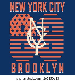 New York City Sport Typography Graphics Label. T-shirt Printing Design, Brooklyn original wear - vector illustration