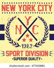 New York City sport typography, t-shirt graphics, vectors