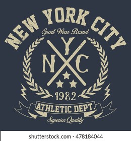 New York City sport typography, t-shirt graphics, vectors