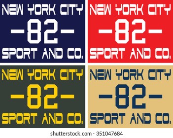 New York City Sport  vector print and varsity. For t-shirt or other uses in vector.