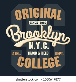 New York City Sport wear typography emblem, t-shirt stamp graphics, tee print, athletic apparel design. Vector