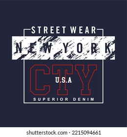 NEW YORK City square  line effect grunge design typography, vector graphic illustration, for printing t-shirts and others