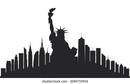 Ciudad de Nueva York. Estatua de la Libertad y el Skyline NYC. 