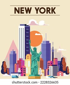 Ciudad de Nueva York y estatua de la libertad