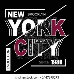 NEW YORK CITY stock vector illustration, T-shirt typography design graphic, hand drawn shirt 