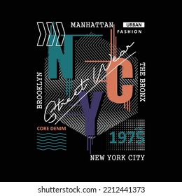 new york city street wear graphic illustration , typography, tee shirt print, vectors