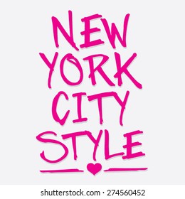 New York city style typography, t-shirt graphics, vectors, girl 