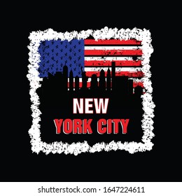 New York City stylish t shirt . Vector print, typography, poster. Global swatches.Us Flag concept.