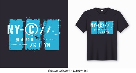 New York City stylish t-shirt and apparel design. Vector print, typography, poster. Global swatches.