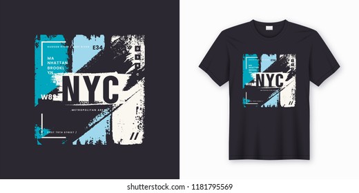 New York City stilvolles T-Shirt und abstraktes Bekleidungsdesign. Vektorgrafik, Typografie, Poster. Globale Armbanduhren.