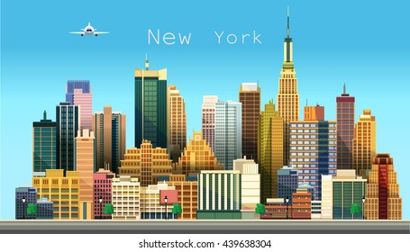 New York city. Stylized vector illustration of a city