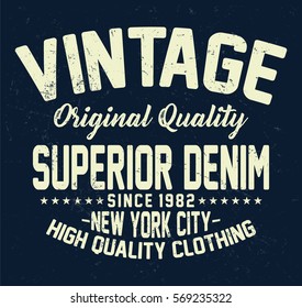 New york city superior denim, vintage typography, t-shirt graphics, vectors