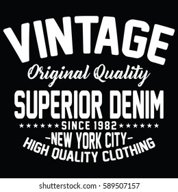 New York City superior denim, original quality typography, t-shirt graphics, vectors