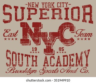 New York City Superior Sport vector print and varsity. For t-shirt or other uses in vector.