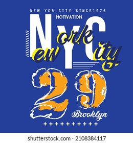 New york city t shirt design, vector illustration artistic element retro art, to be great, brooklyn, increase, urban, sport division.