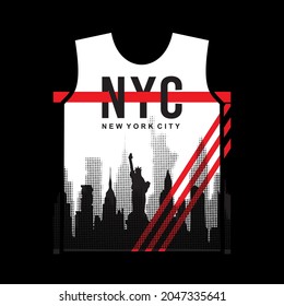 New York City With Tall Building Landmark Background, with Pattern t shirt, typography and vector illustration
