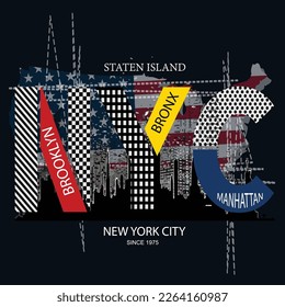 New York City tee graphic typography for print t shirt illustration vector art vintage