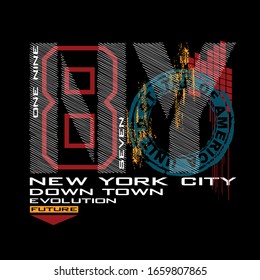new york city tee typography graphic t shirt for print vector illustration design