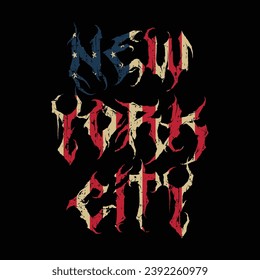 New York City text design with usa flag on it vector.