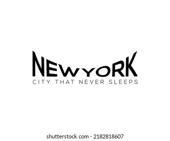 New York, the city that never sleeps. Tee print with slogan. Typography for t shirt.