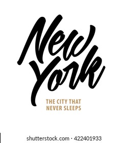 New York. The City that Never Sleeps. Calligraphy Lettering Typography Design
