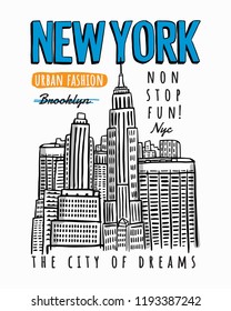 New York city theme vector illustrations, for t-shirt print design, posters and other uses 