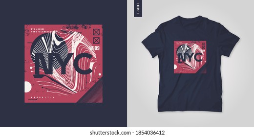 New York City. T-shirt abstract geometric vector design, poster, print, template.