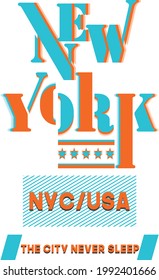 New York City t-shirt and apparel abstract design. Vector print, typography, poster. Global swatches.