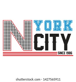 new york city t-shirt design graphic typography, vector illustration concept art - Vector