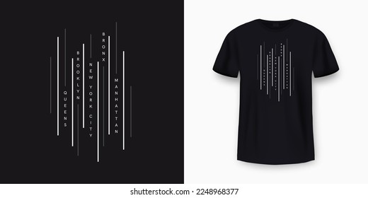New York City t-shirt design. Minimalist t-shirt print and apparel typography design with stylish text. New York print for t-shirt design. Vector