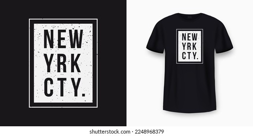 New York City T-Shirt Design. Minimalistisches T-Shirt-Print und Bekleidungstypografie-Design mit stylischem Text. New York Print für T-Shirt Design. Vektorgrafik