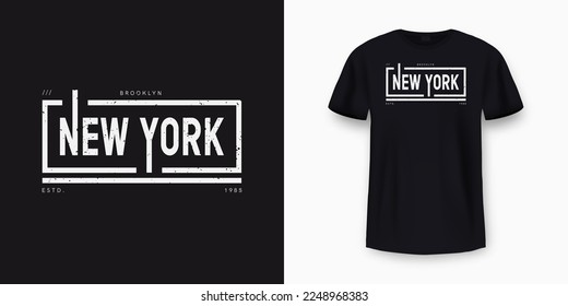 New York City t-shirt design. Minimalist t-shirt print and apparel typography design with stylish text. New York print for t-shirt design. Vector