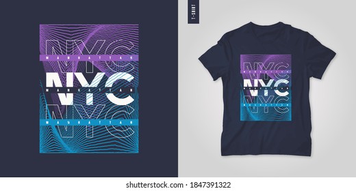 New York City. T-shirt geometric vector design, poster, print, template.