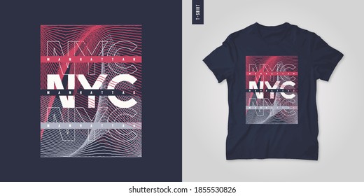New York City. T-shirt geometric vector design, poster, print, template.