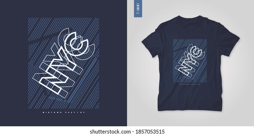 New York City. T-shirt geometric vector design, poster, print, template.