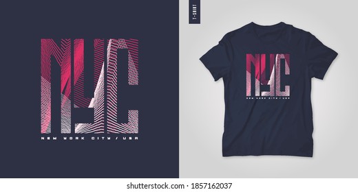 New York City. T-shirt geometric vector design, poster, print, template.