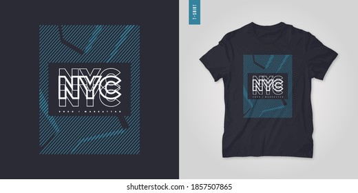 New York City. T-shirt geometric vector design, poster, print, template.