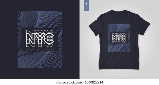 New York City. T-shirt geometric abstract vector design, poster, print, template.