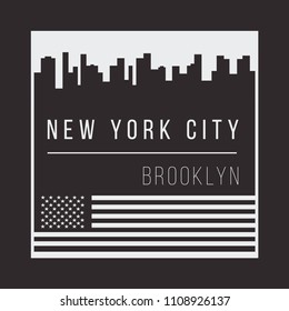 New York City for t-shirt print. New York skyline silhouette. T-shirt graphics. Vector