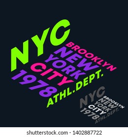 New York City t-shirt print. Minimal design for t shirts applique, badge, label clothing, jeans, and casual wear. Vector illustration.