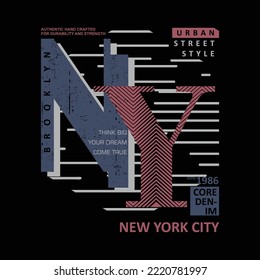 New york city, typography abstract striped, t-shirt graphics, vectors